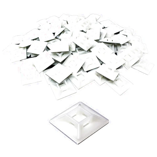 PHYXOLOGY SUPPLY Large, Premium Zip Tie Adhesive-Backed Mounts 100 Pk by Phyxology Supply. Pro-Grade, UV White Cable Tie Bases: 1.1 in x 1.1 in. Screw-Hole Anchor Point Gives High-Strength Durability for Long-Term Use