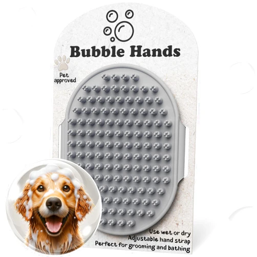 Bubble Hands Dog Bath Brush - Silicone Grooming and Shedding Brush for Dogs & Cats, Puppy Essentials Dog Shampoo Brush, Pet Hair Removal Tool for Deep Clean & Massage