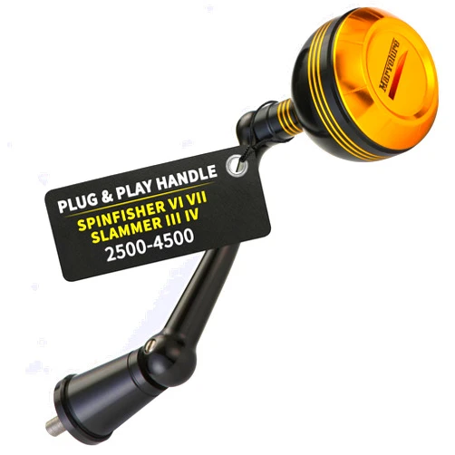 MARVELURE Foldable Power Handle for Penn Spinfisher VI VII Slammer III IV (Not for Spinfisher Long Cast/V) (Black, Slammer/Spinfisher 2500-4500 Thread)