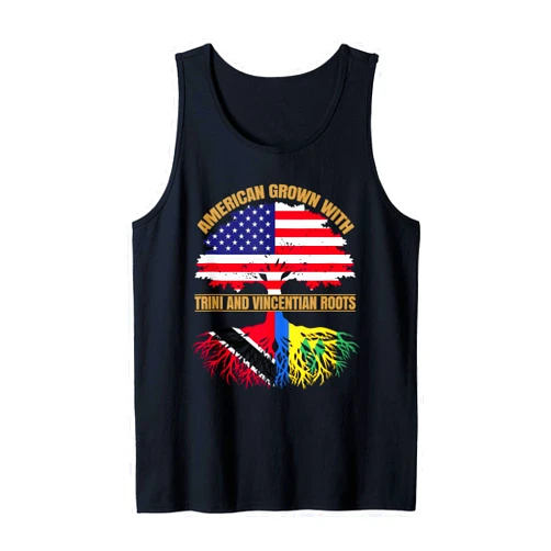 Trinidad Tobago and Vincent Roots Heritage American Grown with Trinidadian Vincentian Roots Tank Top