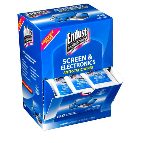 Endust for Electronics; Individually Wrapped, Portable, Anti-Static, Screen & Electronics Cleaning Wipes; 150 Count (14316)