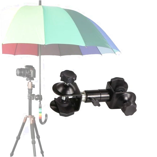 Jeeone Metal Tripod Umbrella Holder, Outdoor Camera Tripod Umbrella Holder Metal Clip Bracket Stand Clamp Photography Accessory for Photo Tripod Stand, Photography Reflector, Photo Boom Stand