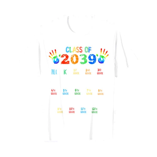 Back To School Class of - Grow With Me Handprint Class of 2039 Grow With Me Color Handprint Pre-K 12th Grade T-Shirt