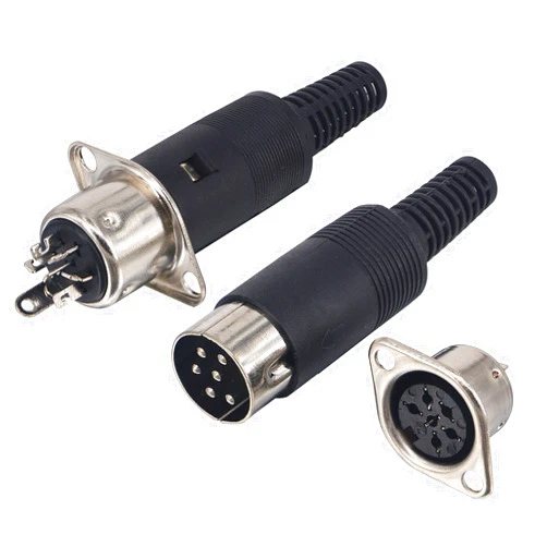YOTENKO DIN 6 Pin Male Plug Solder Connector + Female Adapter Recessed Socket Panel Mount AV Adapter Audio Socket for Digital Audio Devices Set of 2