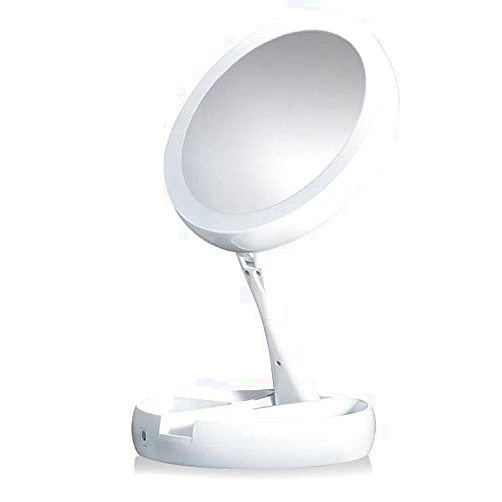 Remorror Lighted Makeup Mirror,Double Sided 10X Magnifying Mirror,Vanity Mirror with Lights,Smart Design with Brightness$Angle&Height Adjustability,Folding Compact Mirror,LED Mirror for Travel