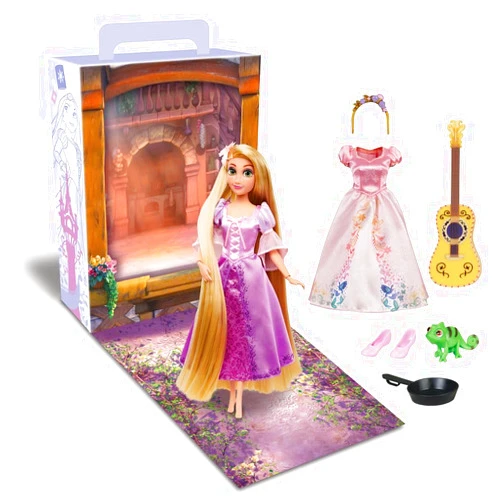 Disney Store Official Princess Story Doll (Rapunzel from Tangled) 11 Inches, Includes Coloring Book and Additional Dress, Princess Doll in Classic Outfit, Princess Toys for Girls