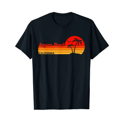 Laguna California Beach Palm Trees Summer Vacation Vintage T-Shirt