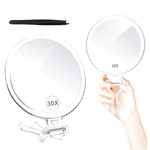 B Beauty Planet 30X Magnifying Mirror for Travel with Handle, Double-Sided 1X/30X Magnification Hand Mirror for Makeup,Travel Mirror for Desk 5 Inches