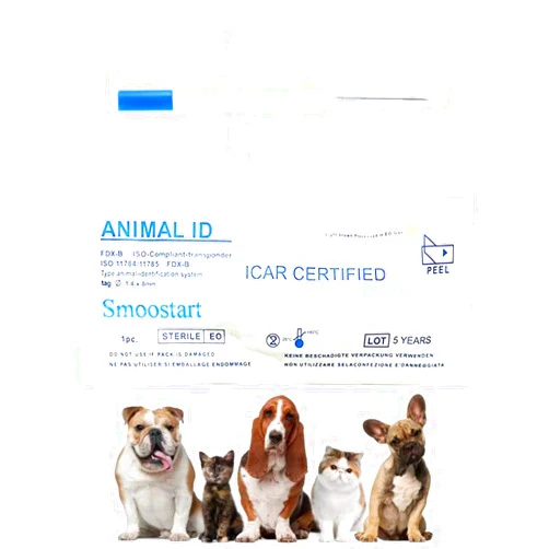 Smoostart 1 Pack Universal Standard Pet Microchip, ISO11784/ISO11784/FDX-B Pet ID Tags, 15 Bit Microchip Dog for Animal/Pet/Dog/Cat/Pig