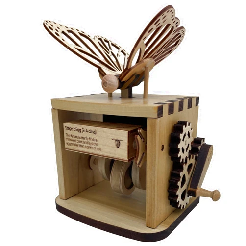 ABONG 3D Wood Craft Mechanical Butterfly Model | 73 Pieces of Hardwood and Birch Plywood | with Illustrated Monarch Butterfly Life Cycle