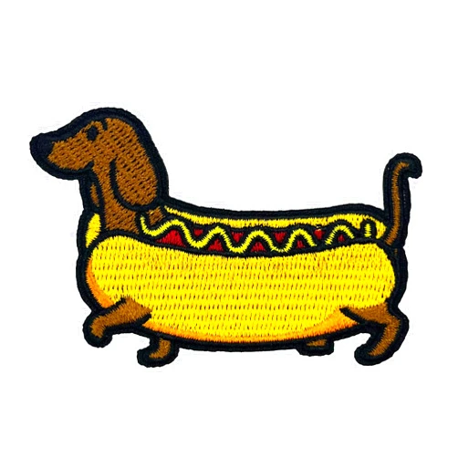 Stitch-Witch 3'' Funny Meme Dachshund Hot Dog Embroidered Iron On Patch
