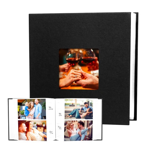 Xfveiwoo Photo Album 4x6 240 Photos with Writing Space, 4x6 Photo Album Leather Cover with Front Window, 4x6 Picture Album, 240 Photos 4x6 Photo Album Book for Wedding Kids Travel Family Baby Pictures (Black)