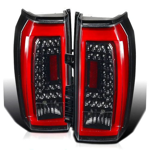 SPEC-D TUNING Jet Black Housing Clear Lens Red LED Bar Tail Lights Compatible with 2015-2020 GMC Yukon Denali SLE SLT, 2015-2020 GMC Yukon XL Denali SLE SLT Left + Right Pair Assembly