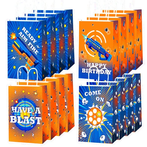 gisgfim 16 Pieces Dart War Party Supplies Bags War Birthday Party Goody Treat Paper Bags Party Decorations Dart Theme Baby Shower Birthday Party Gifts