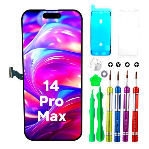 Ace Tech Cellular LCD Screen Replacement for iPhone 14 Pro Max 6.7 inch (Model A2651, A2893, A2896, A2895, A2894) 3D Touch Screen Display digitizer Assembly w/Repair Tool kit Waterproof Adhesive Tempered Glass
