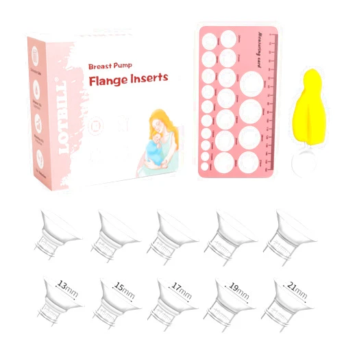 LOTBILL Flange Insert 13/15/17/19/21mm 10PCS Compatible with Momcozy S12 Pro/S9 Pro/S12/S9/Medela/Spectra etc Wearable Breast Pump 24mm Flange/Shield, Reduce 24mm Tunnel Down to Correct Size