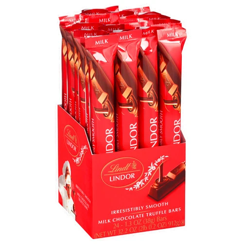 Lindt LINDOR Milk Chocolate Truffle Bar, Chocolate Candy Bar with Smooth Center, 1.3 oz. (24 Pack)