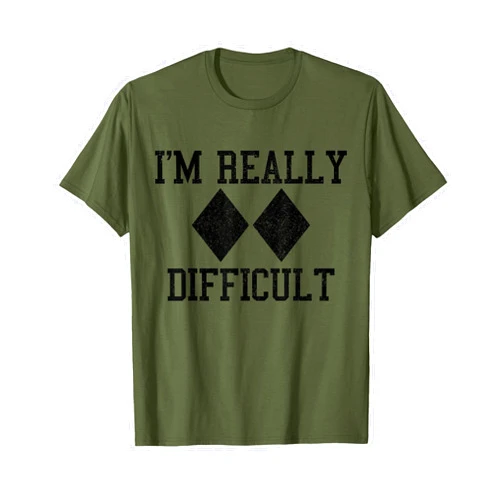 Ski & Snowboard Apparel Co. Ski Snowboard I'm Really Difficult Diamond Sign Black Funny T-Shirt