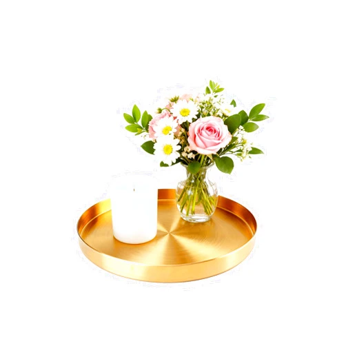 Nexyetnov Gold Tray Round Serving Platter, 5