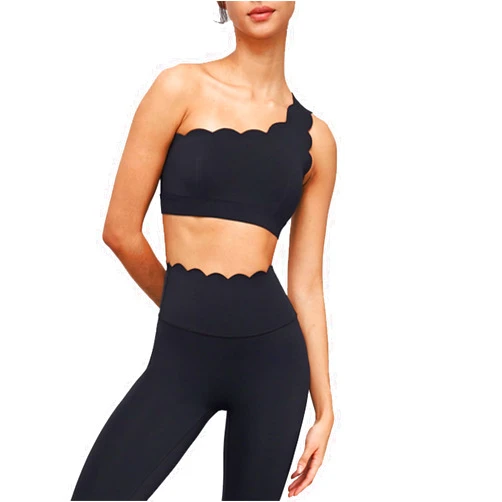 Smilice Women's Single Shoulder Strap Sports Bra, Shockproof, Wide Hem