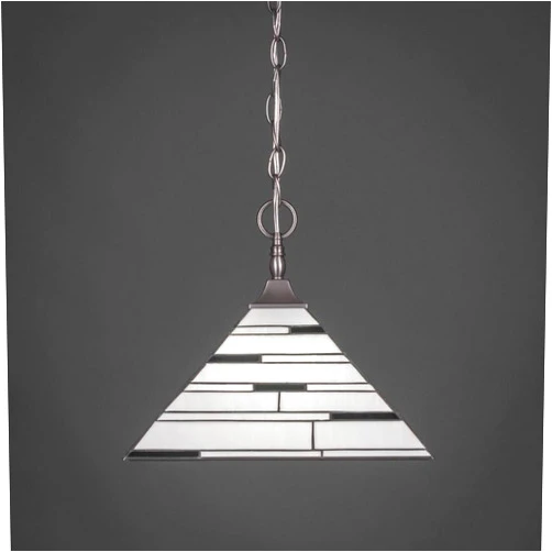 Toltec Lighting 12-BN-952 Any - One Light Chain Pendant, Brushed Nickel Finish with Pearl Ebony Tiffany Glass