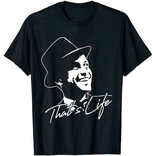 UAMOU That's Life Essential Distressed Love Frank Art Sinatra Love Black Casual Crew Neck Sleeve Men's Short Sleeve Tee Top