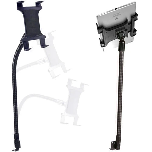 ChargerCity Heavy Duty Flexible 22“ Aluminum gooseneck ELD compliant car truck fleet floor seat bolt tablet mount for Apple iPad Air Pro Mini Microsoft Surface Pro/Book Lenovo Verizon 7 8 10 12 tablets