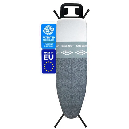 Bartnelli Classic Ironing Board with New Patent Technology | Made in Europe Iron Board with Patent Fast-Glide Zone, 4 Layer Cover & Pad, Height Adjustable, Safety Iron Rest, 4 Premium Steel Legs
