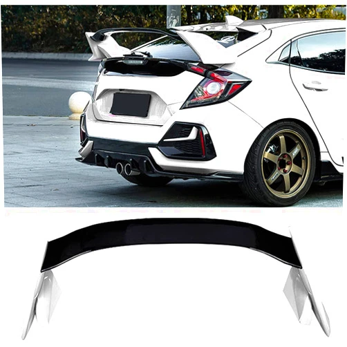WASHLA TurtledovesHi ABS Car Rear Spoiler for H-on-da C-ivic Fk7 2016-2018, Trunk Roof Tail Window Top Wing Lip Tail Stem Strip, Styling Decoration Modification Accessories, White&Black