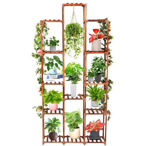 XXXFLOWER Plant Stand Indoor Outdoor Large Plant Cabinet Corner Holder Plant Shelf 13 Tiers Wood Plant Rack for Multiple Plants Pots Flowers Stand for Living Room Boho Apartment Balcony Garden Decor