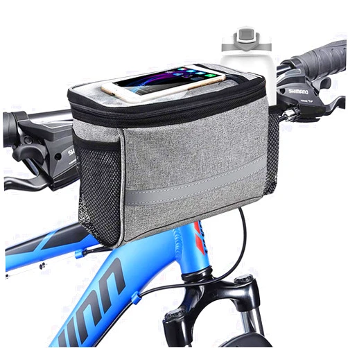 MATTISAM Bike Handlebar Bag, Bike Basket Front, Scooter Bag with Bike Phone Mount, Bike Cooler Bicycle Basket Road Mountain Bike Pouch Pack Cycling Accessories for Kids Girls Boys Men Women