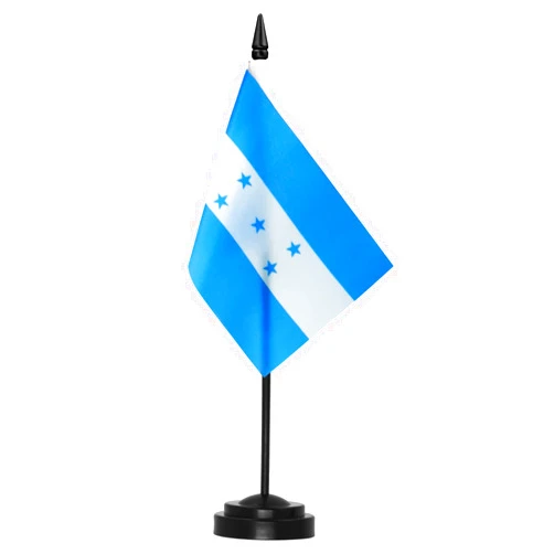 Anley Honduras Deluxe Desk Flag Set - 6 x 4 Inch Miniature Honduran HN HND Desktop Flag with 12