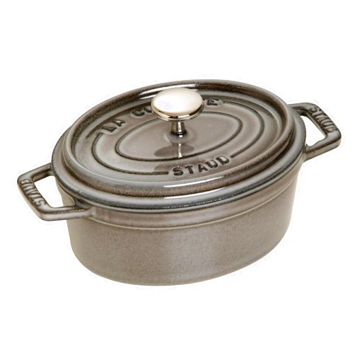 STAUB Cast Iron Roaster/Cocotte, Oval 17 cm, 1 L, Graphite Grey