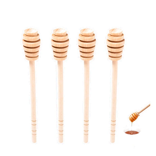 DESIOLE Wooden Honey Mixing Stirrer, 4Pcs 6.3 Inch Honey Dipper Sticks Honey Spoon