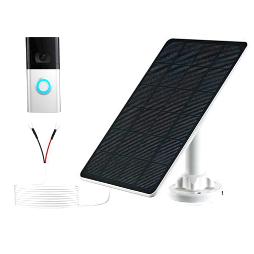GENDOING Solar Panel Charger Compatible with Ring Video Doorbell 3/3+/4, Battery Video Doorbell Plus, 9.8ft Waterproof Charging Cable, 360°Adjustable Mount,5W 5V, 7.5 * 6.4