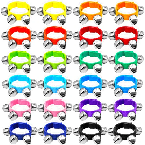 Cshangzei 24 Pcs Wrist Band Jingle Bells,12 Colors Ankle Bells Musical Instruments,Hand Bells Christmas Party Favors Toys Gift for Kids