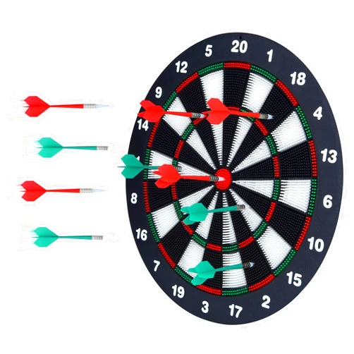 Portzon Dart Board, 16.4 Inch with 6 Rubber Safety Tip Darts Dartboard Game Set, Office Relaxing Sport & Family Leisure Time