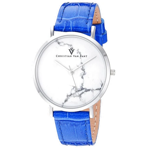 Christian Van Sant Women's CV0420 Lotus Analog Display Quartz Blue Watch