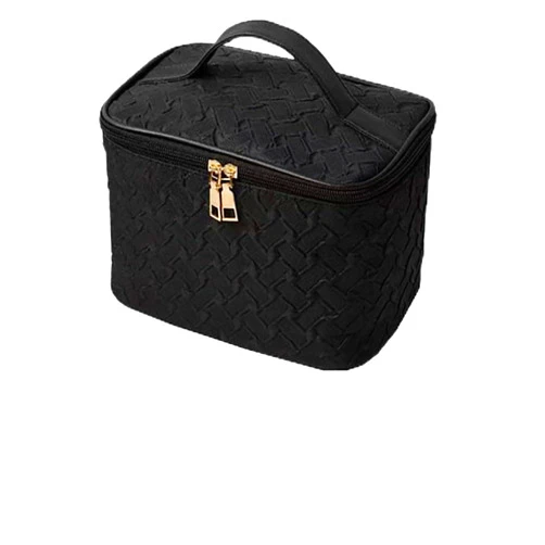 Generic 8.66 x 5.9x 5.9 (inches) Waterproof Portable Cosmetic Bag Separate Brush Compartment Double Zipper Large Capacity Travel Cosmetic Bag