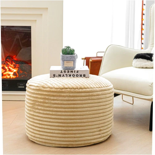 AbunHeri Pouf Ottoman Foot Stool Floor Chair for Living Room Bedroom Foot Rest for Couch 20 Diameter x 14 Height (Light Brown)