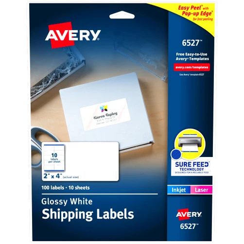 Avery Shipping Labels with Sure Feed and Easy Peel Technology, Glossy White Labels, 2
