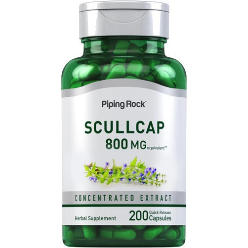 Piping Rock Scullcap Herb Supplement | 800mg | 200 Capsules | Concentrated Extract | Non-GMO & Gluten Free