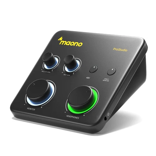 MAONO USB Audio Interface for PC: Interface with XLR Input 24-bit/192kHz Routing Software LOOPBACK ASIO Driver for Recording Music, Home-Studio, Guitar, Podcast, Streaming, DAW(PS22 Lite Black)