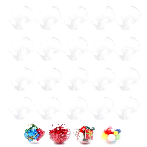 Sweetfamily 20 Pack Clear Plastic Fillable Ornament Ball,Sweetfamily DIY Christmas Decorations Tree Balls Baubles Craft Transparent Ball Gifts for Christmas,Wedding,Party,New Years Present,Home Decor,50mm