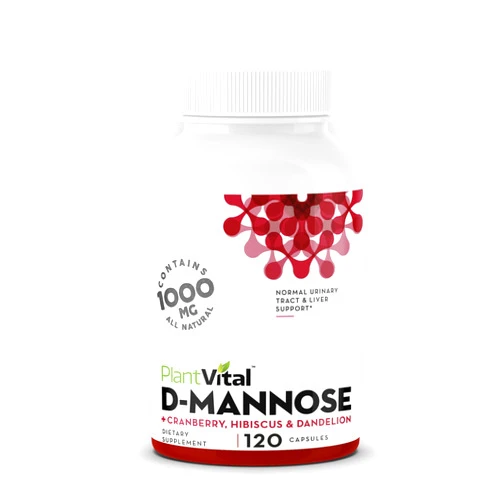 Plantvital D Mannose Capsules with Cranberry - D-mannose 1000mg Capsules - High Potency for Bladder, Kidney and Urinary Tract Support. Cranberry Powder with Hibiscus and Dandelion. 2 Months Supply