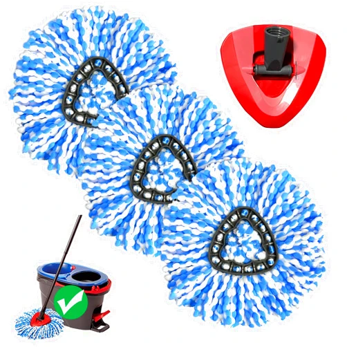 Zroswr Spin Mop Replacement Head for Cedar RinseClean 2-Tank System, Includes 3 Microfiber Mop Refills & 1 Replacement Base, Washable Mop Heads for Hardwood Tile Laminate Floor Cleaning