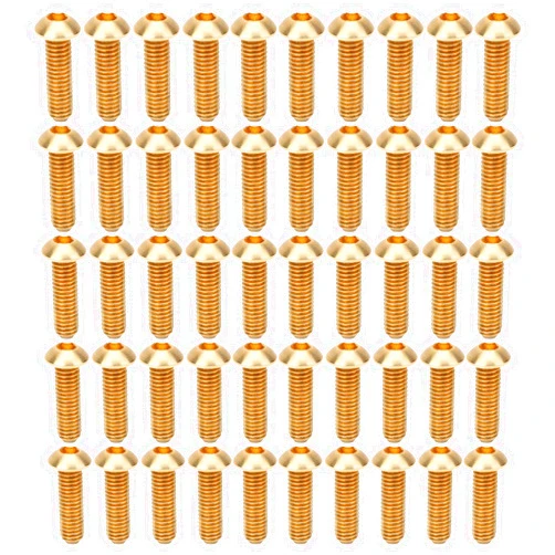 Multizenic 50Pcs M6 Round Hex Socket Screws, Pure Copper Fasteners, Hardware Tools for Industrial Supplies, Stable Structure, Excellent Performance, Resistant (M6*20)