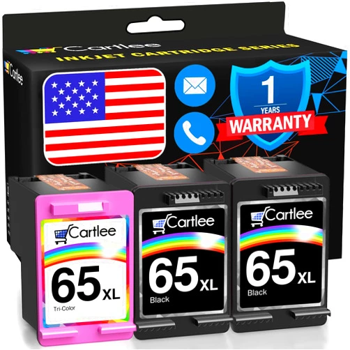 Cartlee Remanufactured Ink Cartridge Replacement for HP 65XL 65 XL for DeskJet 2600 2622 2635 2652 2655 3700 3720 3722 3752 3755 Envy 5000 5052 5055 AMP 100 Printer Series Black and Color Combo 3 Pack