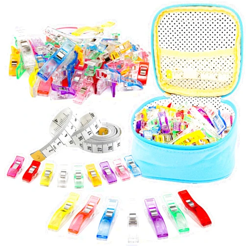 Doukey Sewing Clips 100 Pcs Quilting Clips 80 Small +20 Large Fabric Clips Assorted Colors & Sizes, Multipurpose Plastic Clips Craft Clips Sewing Supplies Quilting Accessories Crafting Tools