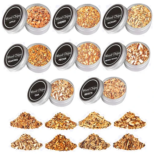 QUKLOGEN 8 Pack Smoke Infuser Wood Chips,Drink Smoker Infuser Kit Wood Chips Included Cherry,Apple,Pecan,Peartree,Oak,Beech,Hickory,Mixed Wood